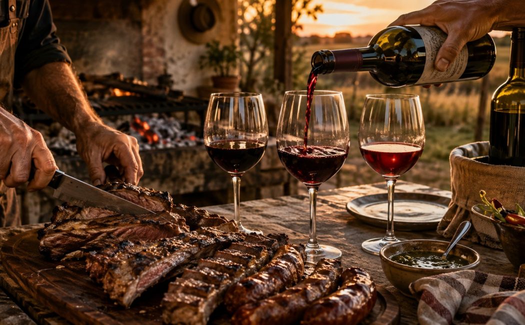 vino y asado